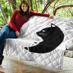 Black And White Cat Yin Yang Print Quilt