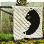 Black And White Cat Yin Yang Print Quilt