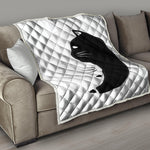 Black And White Cat Yin Yang Print Quilt