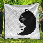 Black And White Cat Yin Yang Print Quilt