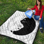 Black And White Cat Yin Yang Print Quilt