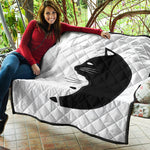Black And White Cat Yin Yang Print Quilt