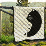 Black And White Cat Yin Yang Print Quilt