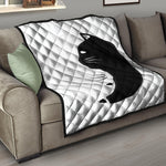 Black And White Cat Yin Yang Print Quilt