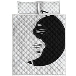 Black And White Cat Yin Yang Print Quilt Bed Set