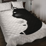 Black And White Cat Yin Yang Print Quilt Bed Set