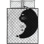 Black And White Cat Yin Yang Print Quilt Bed Set