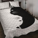 Black And White Cat Yin Yang Print Quilt Bed Set