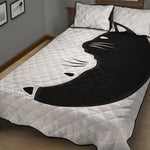 Black And White Cat Yin Yang Print Quilt Bed Set