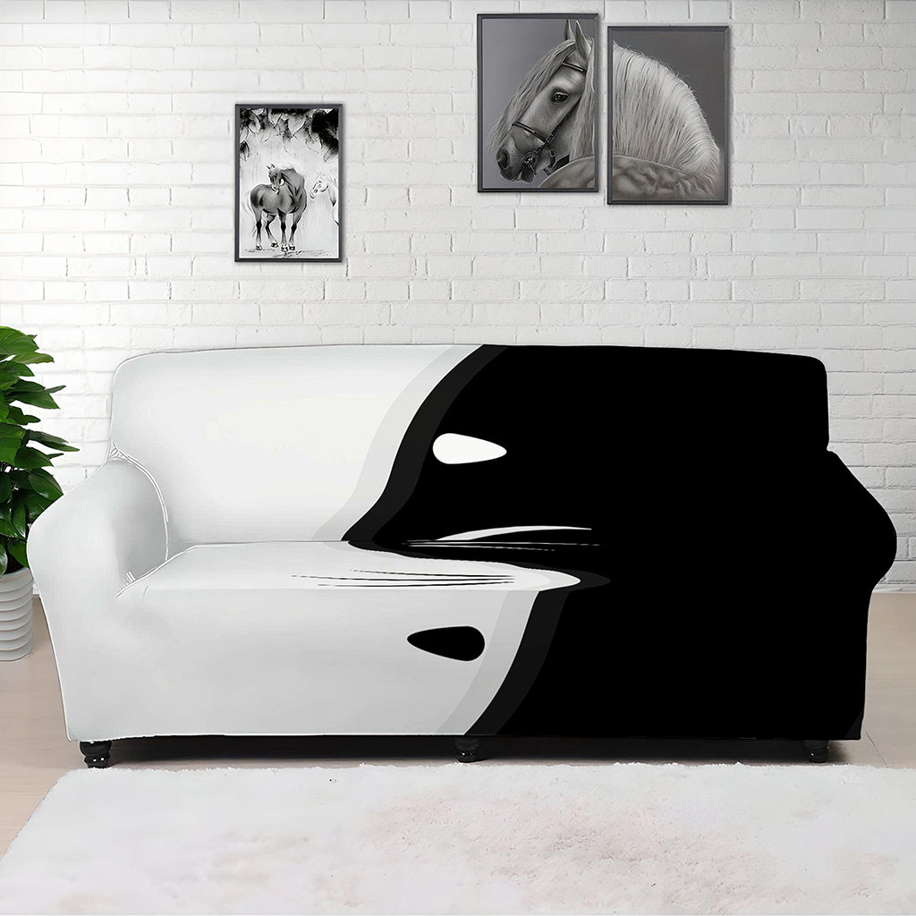 Black And White Cat Yin Yang Print Sofa Cover