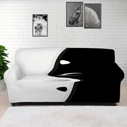 Black And White Cat Yin Yang Print Sofa Cover