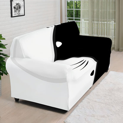 Black And White Cat Yin Yang Print Sofa Cover
