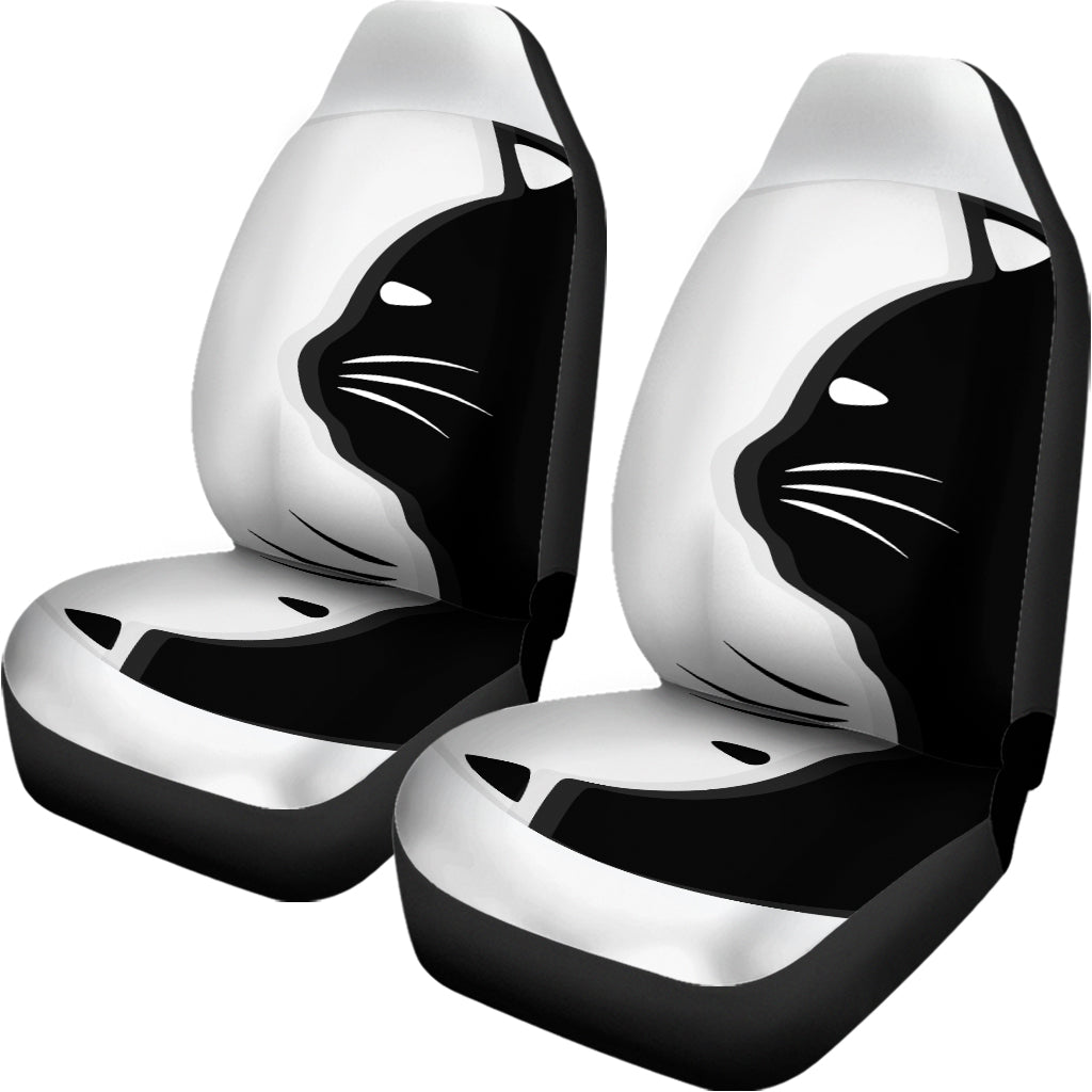 Black And White Cat Yin Yang Print Universal Fit Car Seat Covers