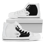 Black And White Cat Yin Yang Print White High Top Shoes