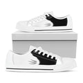 Black And White Cat Yin Yang Print White Low Top Sneakers