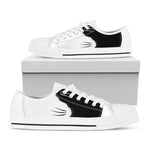 Black And White Cat Yin Yang Print White Low Top Shoes