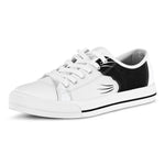 Black And White Cat Yin Yang Print White Low Top Shoes
