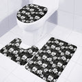 Black And White Cattleya Pattern Print 3 Piece Bath Mat Set