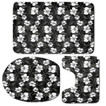 Black And White Cattleya Pattern Print 3 Piece Bath Mat Set