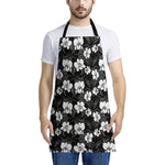 Black And White Cattleya Pattern Print Apron