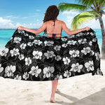 Black And White Cattleya Pattern Print Beach Sarong Wrap