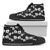 Black And White Cattleya Pattern Print Black High Top Shoes