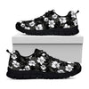 Black And White Cattleya Pattern Print Black Sneakers