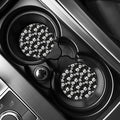 Black And White Cattleya Pattern Print Car Coasters