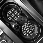 Black And White Cattleya Pattern Print Car Coasters