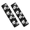 Black And White Cattleya Pattern Print Car Seat Belt Covers