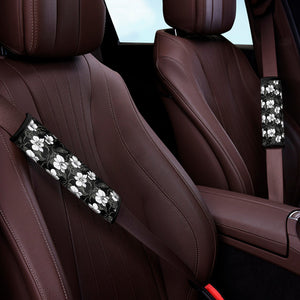 Black And White Cattleya Pattern Print Car Seat Belt Covers