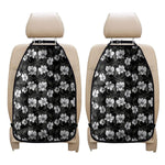 Black And White Cattleya Pattern Print Car Seat Organizers