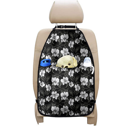 Black And White Cattleya Pattern Print Car Seat Organizers