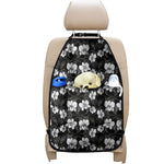 Black And White Cattleya Pattern Print Car Seat Organizers