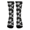 Black And White Cattleya Pattern Print Crew Socks