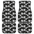 Black And White Cattleya Pattern Print Front and Back Car Floor Mats