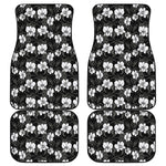 Black And White Cattleya Pattern Print Front and Back Car Floor Mats