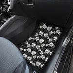 Black And White Cattleya Pattern Print Front and Back Car Floor Mats