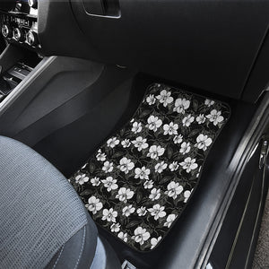 Black And White Cattleya Pattern Print Front Car Floor Mats