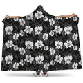 Black And White Cattleya Pattern Print Hooded Blanket