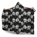 Black And White Cattleya Pattern Print Hooded Blanket