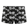 Black And White Cattleya Pattern Print Men's Boxer Briefs