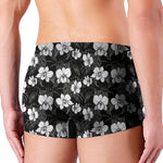 Black And White Cattleya Pattern Print Men's Boxer Briefs