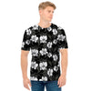 Black And White Cattleya Pattern Print Men's T-Shirt