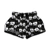 Black And White Cattleya Pattern Print Muay Thai Boxing Shorts