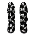 Black And White Cattleya Pattern Print Muay Thai Shin Guards