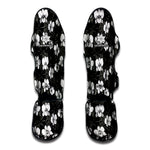 Black And White Cattleya Pattern Print Muay Thai Shin Guard