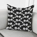 Black And White Cattleya Pattern Print Pillow Cover