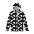 Black And White Cattleya Pattern Print Pullover Hoodie