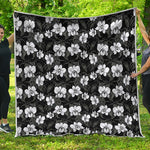 Black And White Cattleya Pattern Print Quilt